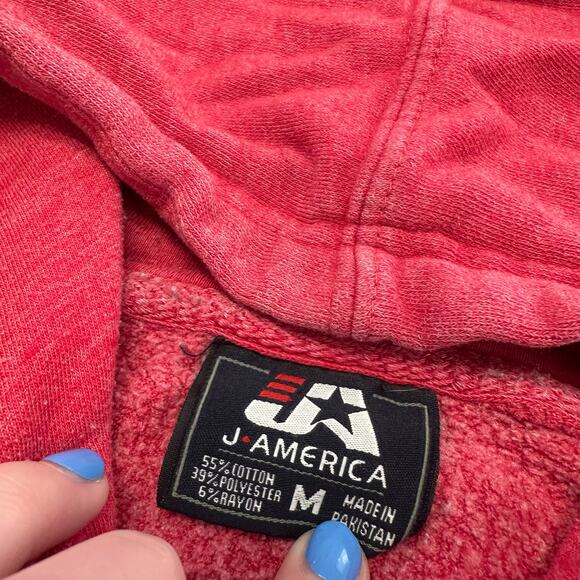 J‎ America Red Mens M Fleece Pullover Barstool Sports Logo Sweatshirt Hoodie - Picture 3 of 9